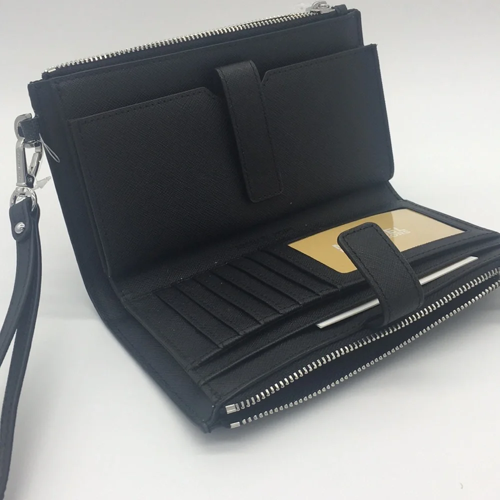 MICHAEL KORS LG DOUBLE ZIP WRISTLET BLACK - Picture 7 of 8